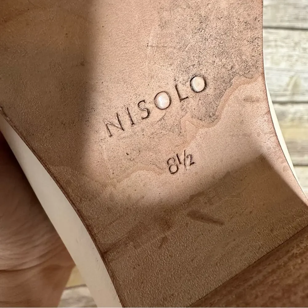 Nisolo Dari Boots Commuter Bone White Stacked Heel Size 8.5 Retro Western